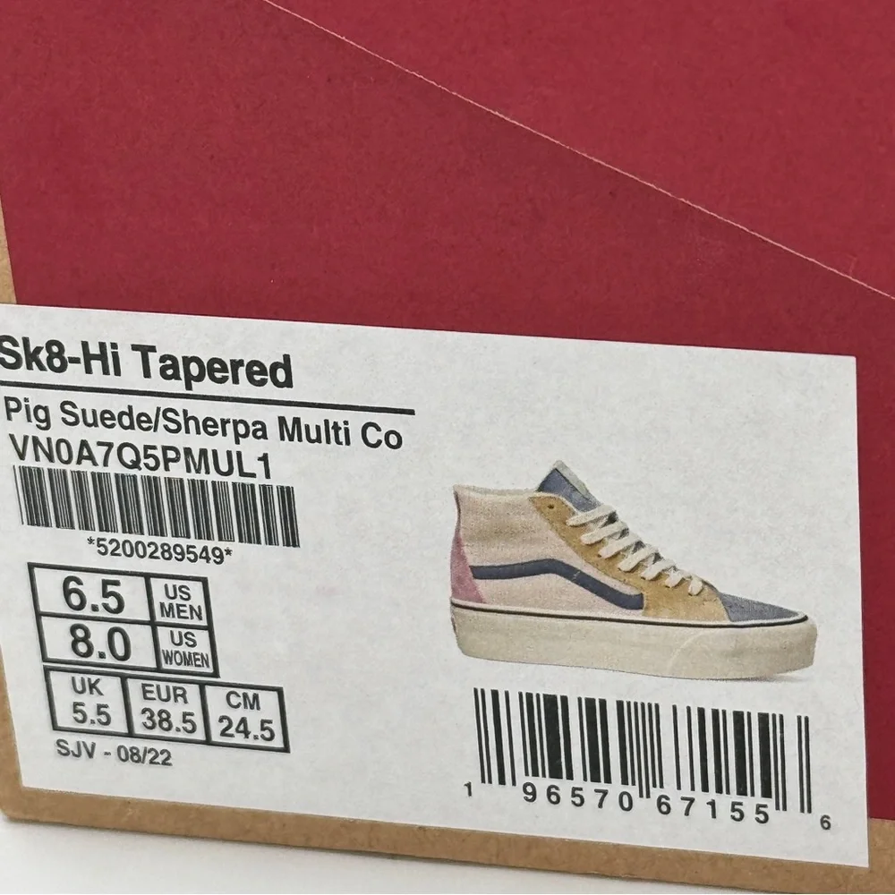 NWT Vans Sk8 Hi Pig Suede Multi Sherpa platform sneakers pink blue tan unisex - Picture 5 of 15